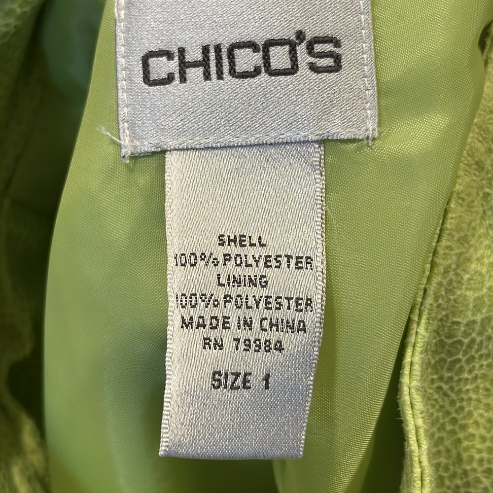 CHICO’S Womens Lime Green Neon Snake Skin Zip Jacket, Size 1 (M) - Picture 7 of 8